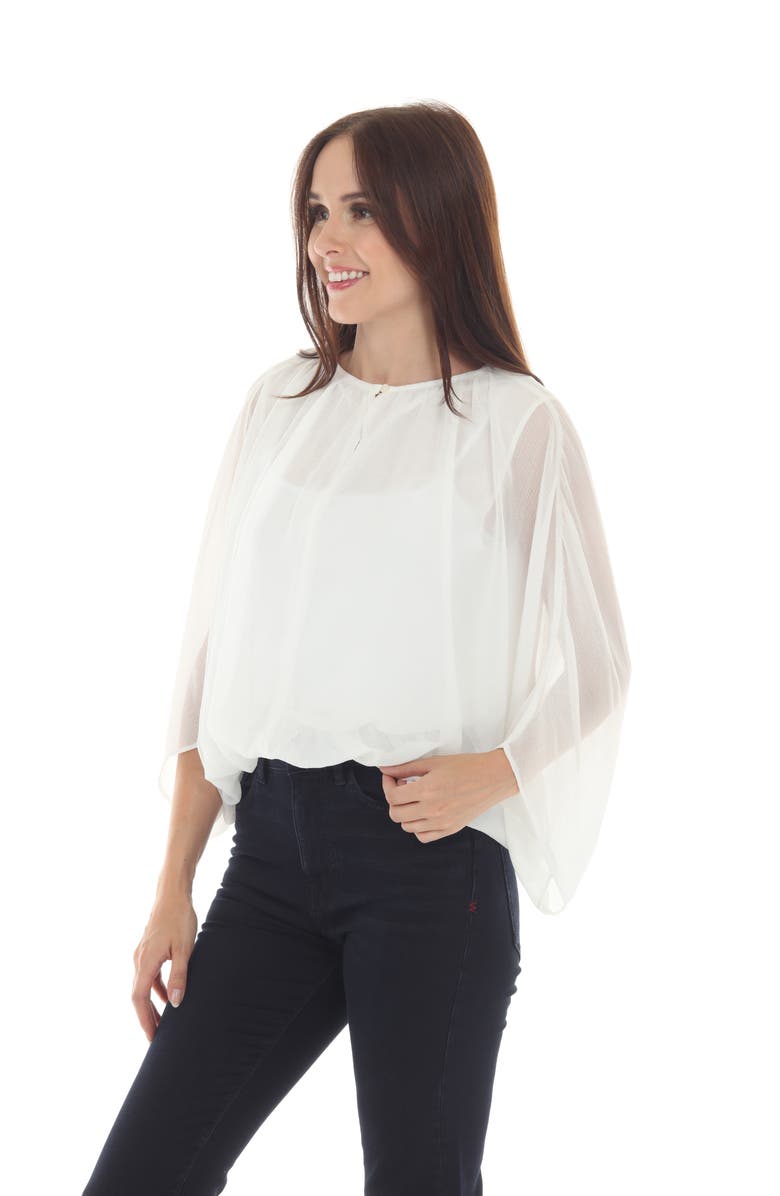 RAIN AND ROSE Sheer Flowy Top, Alternate, color, White