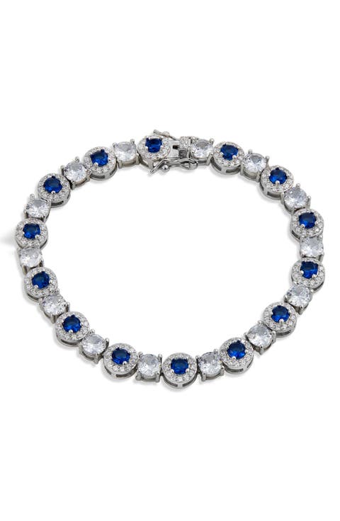 Cubic Zirconia Halo Tennis Bracelet