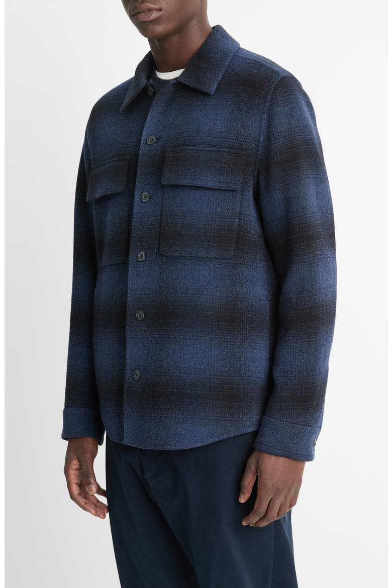 Plaid Splittable Wool Blend Shirt Jacket, Main, color, ULTRAMARINE