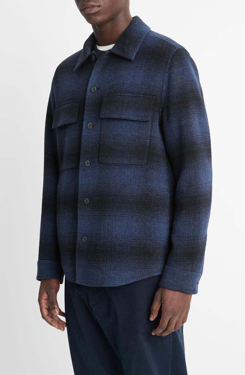 Vince Plaid Splittable Wool Blend Shirt Jacket, Main, color, Ultramarine