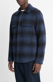 Vince Plaid Splittable Wool Blend Shirt Jacket