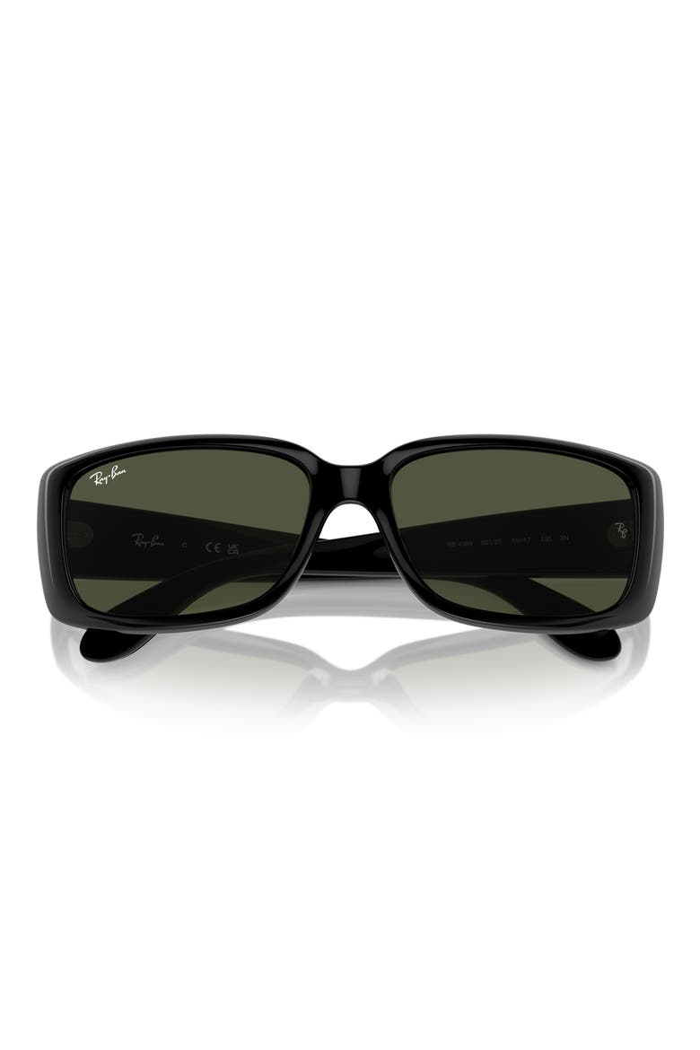 58mm Rectangular Sunglasses, Alternate, color, BLACK