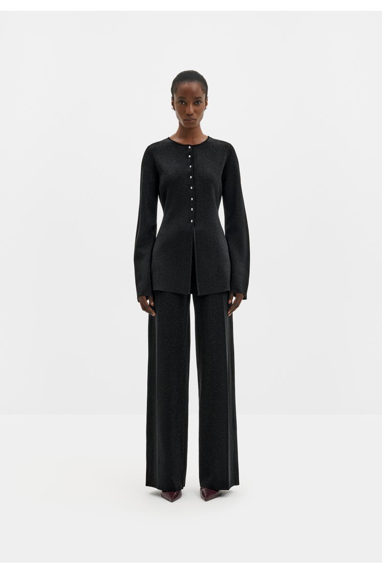 Azra Metallic Milano Knitted Cardigan, Alternate, color, Black