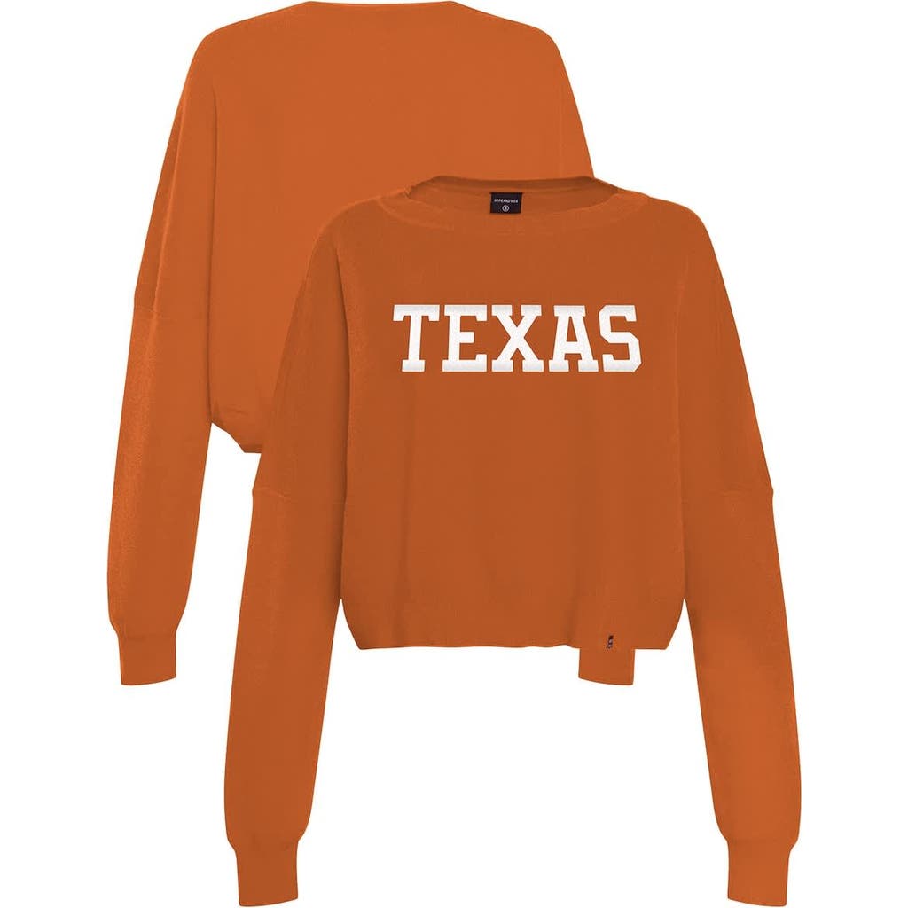 Hype And Vice Burnt Orange Texas Longhorns Oversized Cropped Ivy Knit Pullover Sweater In Orange