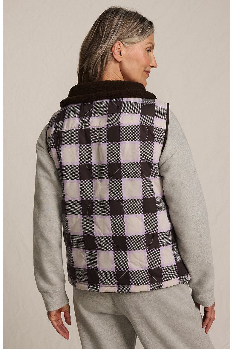 High Pile Fleece Reversible Mixed Media Vest, Alternate, color, Rich Coffee/Brown Check