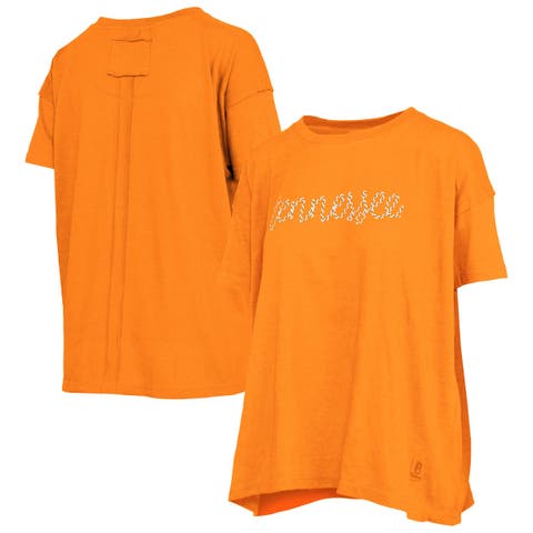 Women's Pressbox Heather Tennessee Orange Tennessee Volunteers Swirl Script Twisted Team Color Stitched Oversized T-Shirt