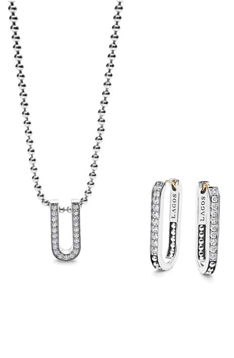 Caviar Spark Diamond Pendant Necklace & Earrings Set