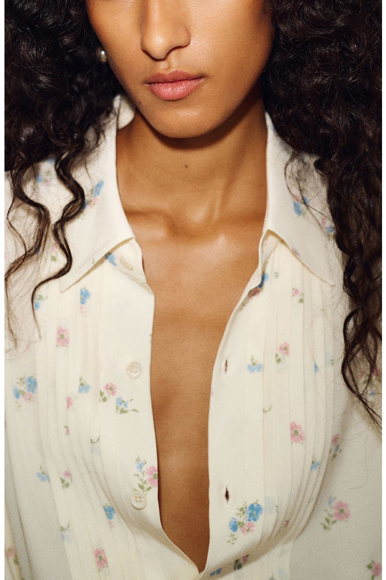 x Alexa Chung Dude Floral Pintuck Button-Up Shirt, Alternate, color, SACHET