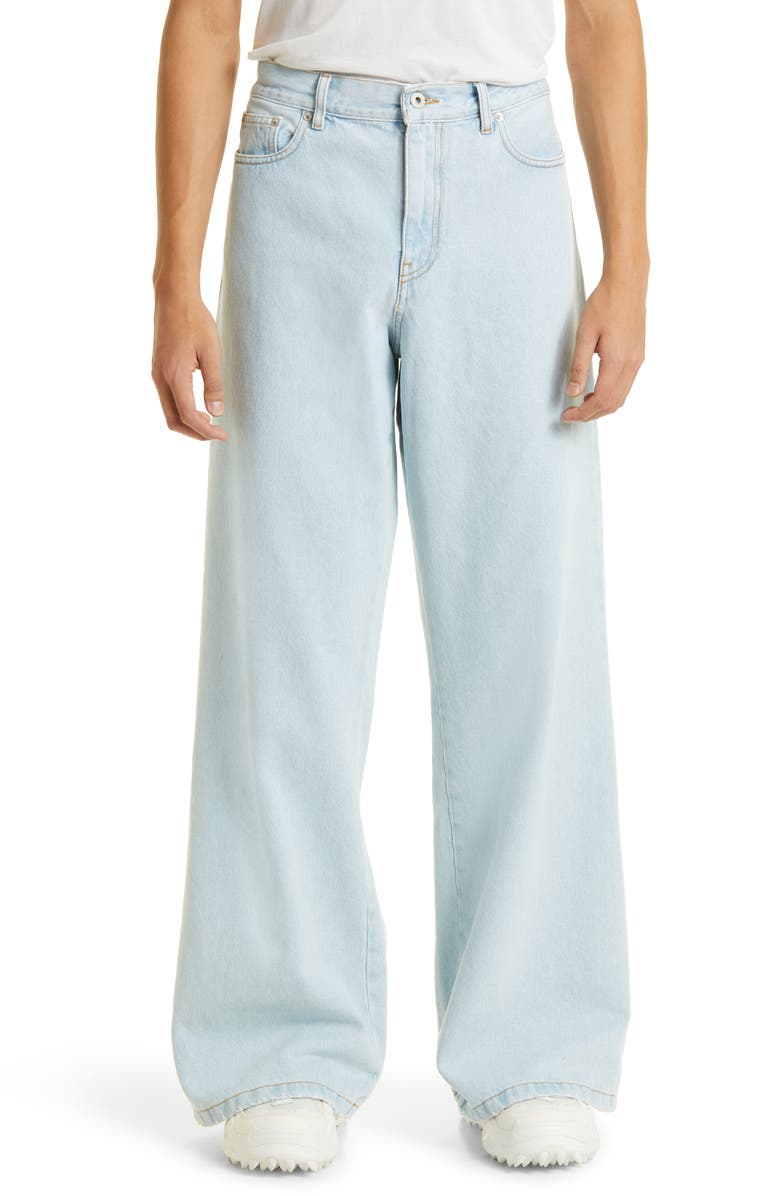 Off-White x Sal Barbier Gender Inclusive Diag Extra Baggy Wide Leg Jeans, Main, color,