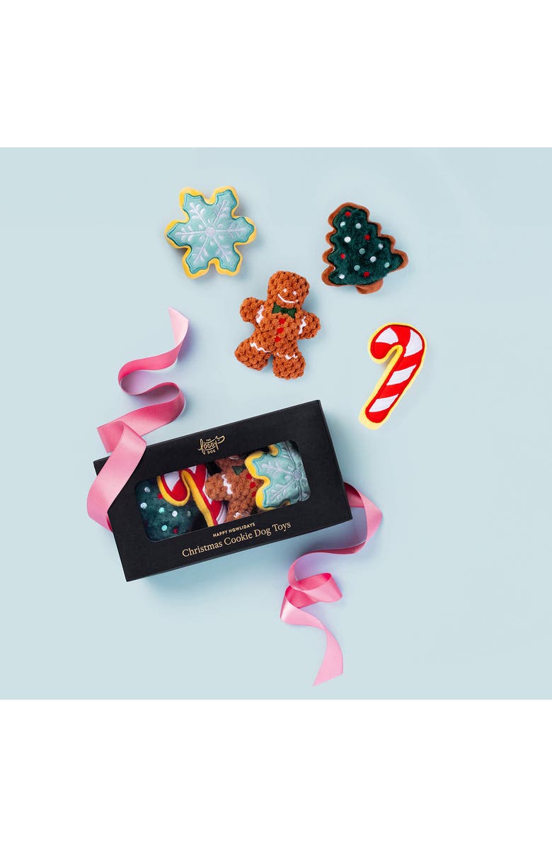 The Foggy Dog Set of 4 Christmas Cookie Plush Dog Squeaker Toys, Alternate, color, Christmas Cookie