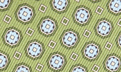 David Donahue Geometric Medallion Silk Tie In Green