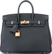 Pre-Owned Hermes Birkin Handbag Green Togo with Gold Hardware 25