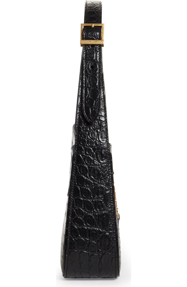 Saint Laurent YSL Croc Embossed Leather Shoulder Bag, Alternate, color,