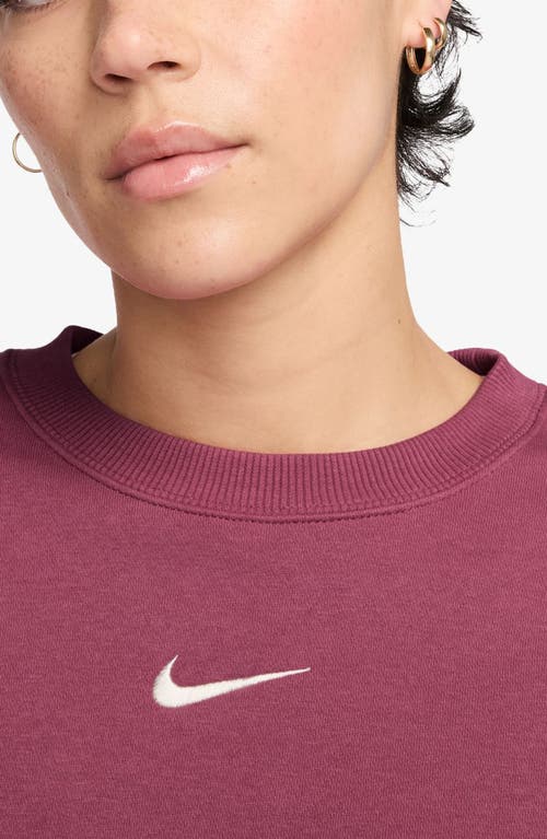Nike Phoenix Fleece Crewneck Sweatshirt In Burgundy