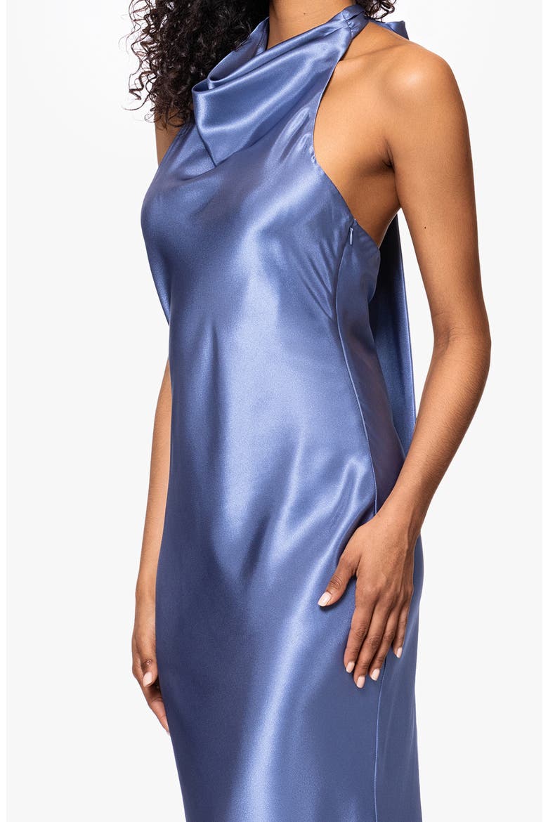 Halter Charmeuse Gown, Alternate, color, BLUE