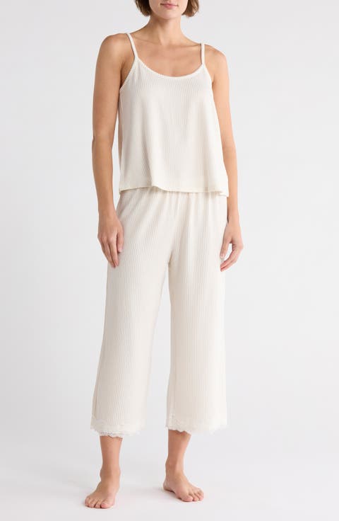 Lace Wide Leg Capri Pajamas