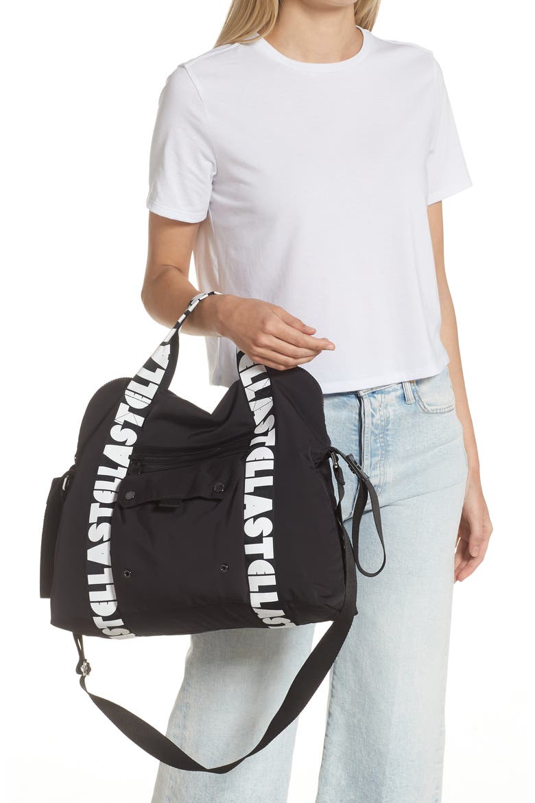 Stella McCartney Logo Diaper Bag, Alternate, color, 930 BLACK