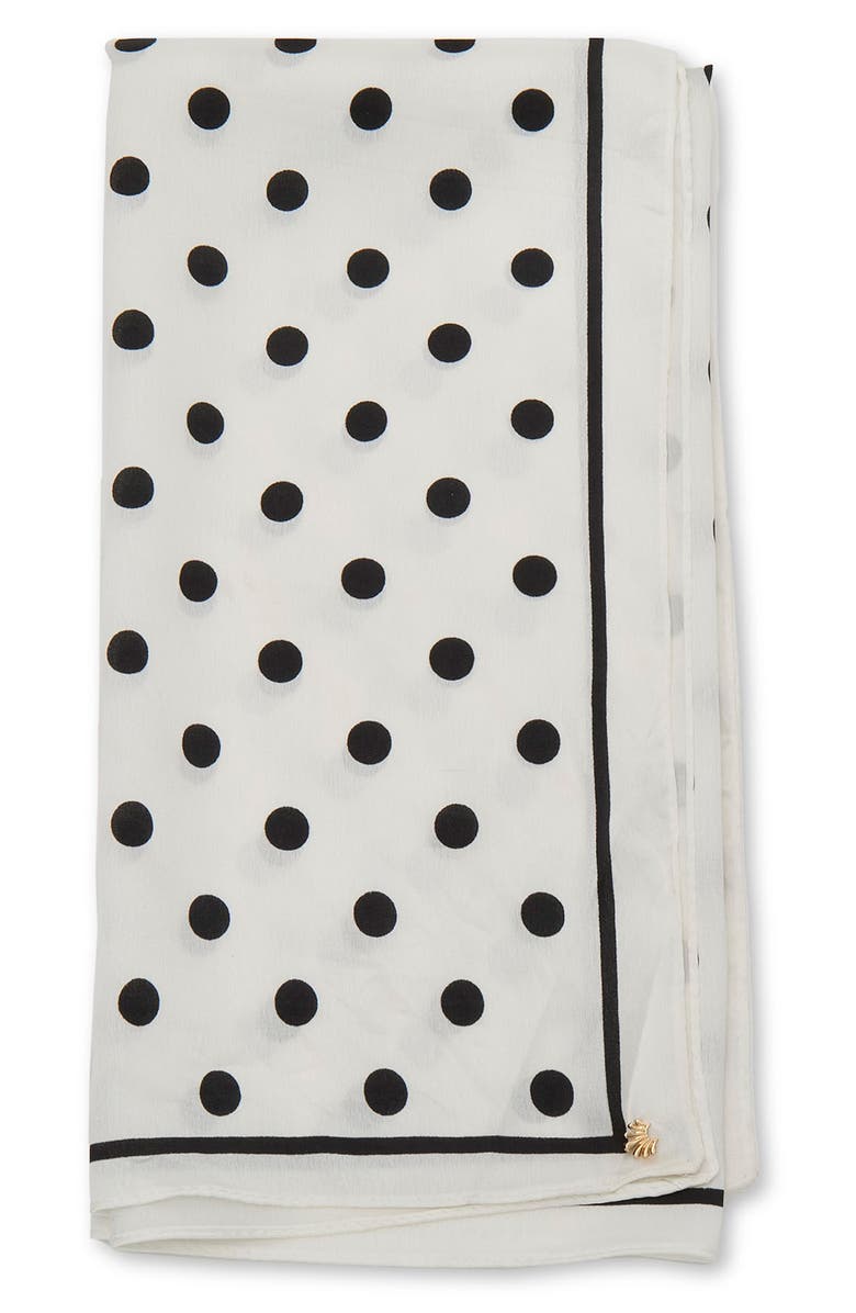 Lele Sadoughi Polka Dot Square Satin Scarf, Alternate, color, Jet/ Ivory