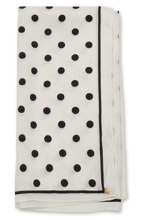 Lele Sadoughi Polka Dot Square Satin Scarf In White