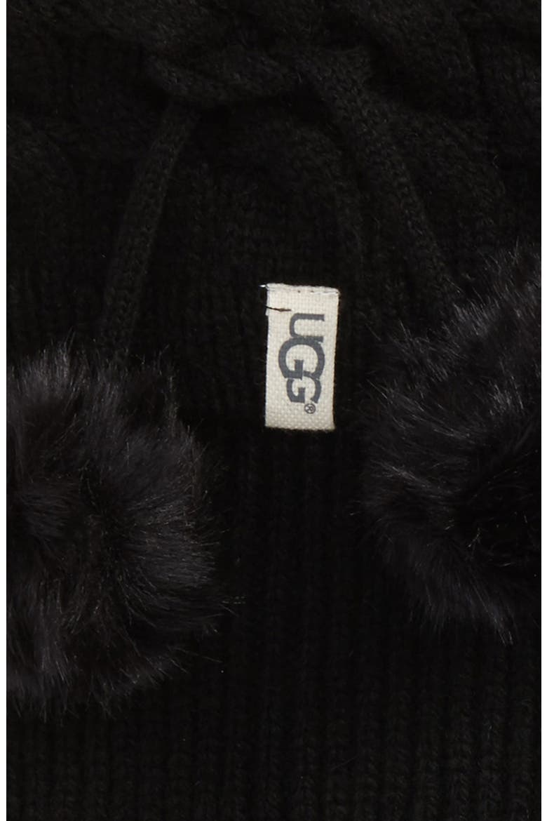 UGG UGGpure™ Pompom Tall Rain Boot Sock, Alternate, color, BLACK WOOL