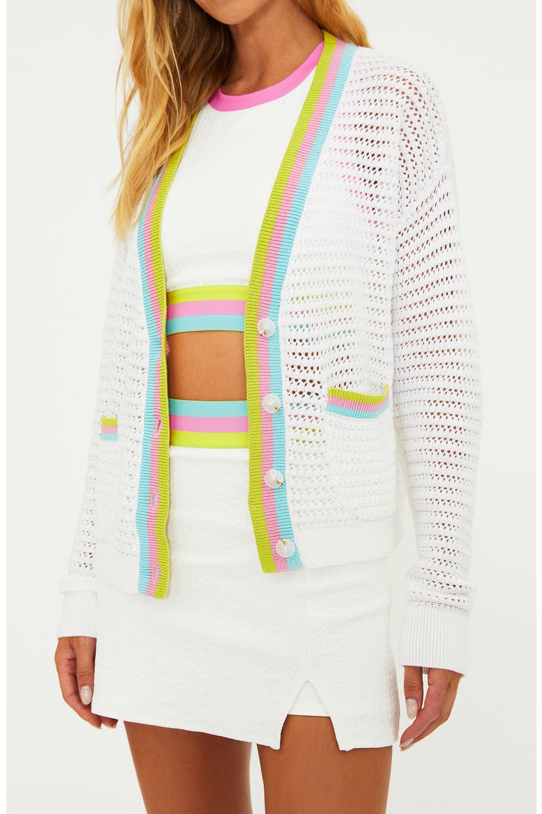 Gene Open Stitch Cotton Cardigan, Alternate, color, ROSE BLUSH