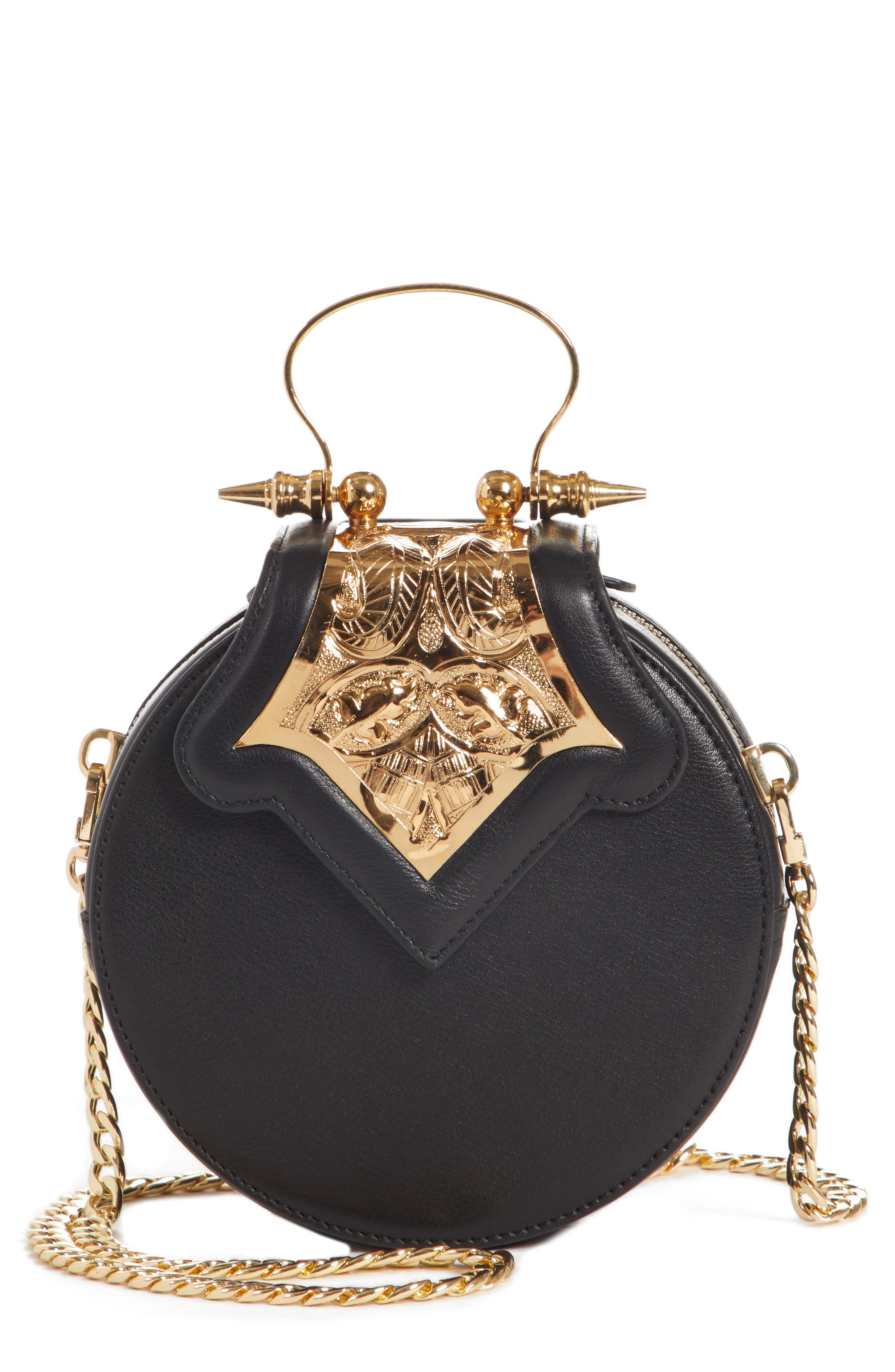 Mini Dome Crossbody Clutch (Nordstrom Exclusive), Main, color, BLACK X GOLD