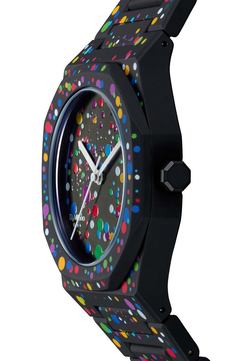 D1 Milano Dot 01 Polycarbon Bracelet Watch, 37mm, Alternate, color, Black
