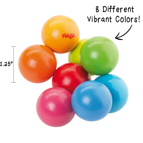 HABA HABA WOODEN BABY TEETHING TOY MAGICA, SENSORY GRASPING RATTLE FOR BABIES 6-24 MONTHS, SAFE & COLORFU