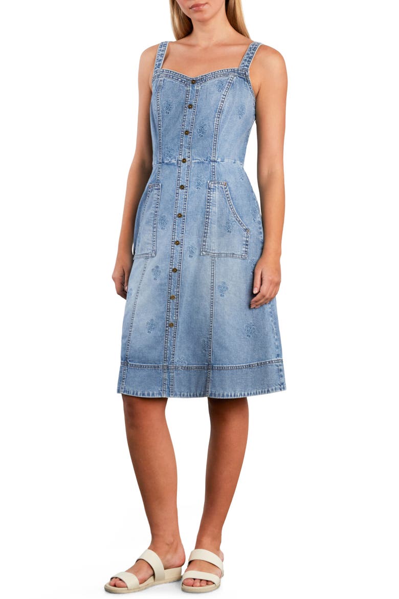 Topstitch Seamed Denim Dress, Alternate, color, DENIM DREAM