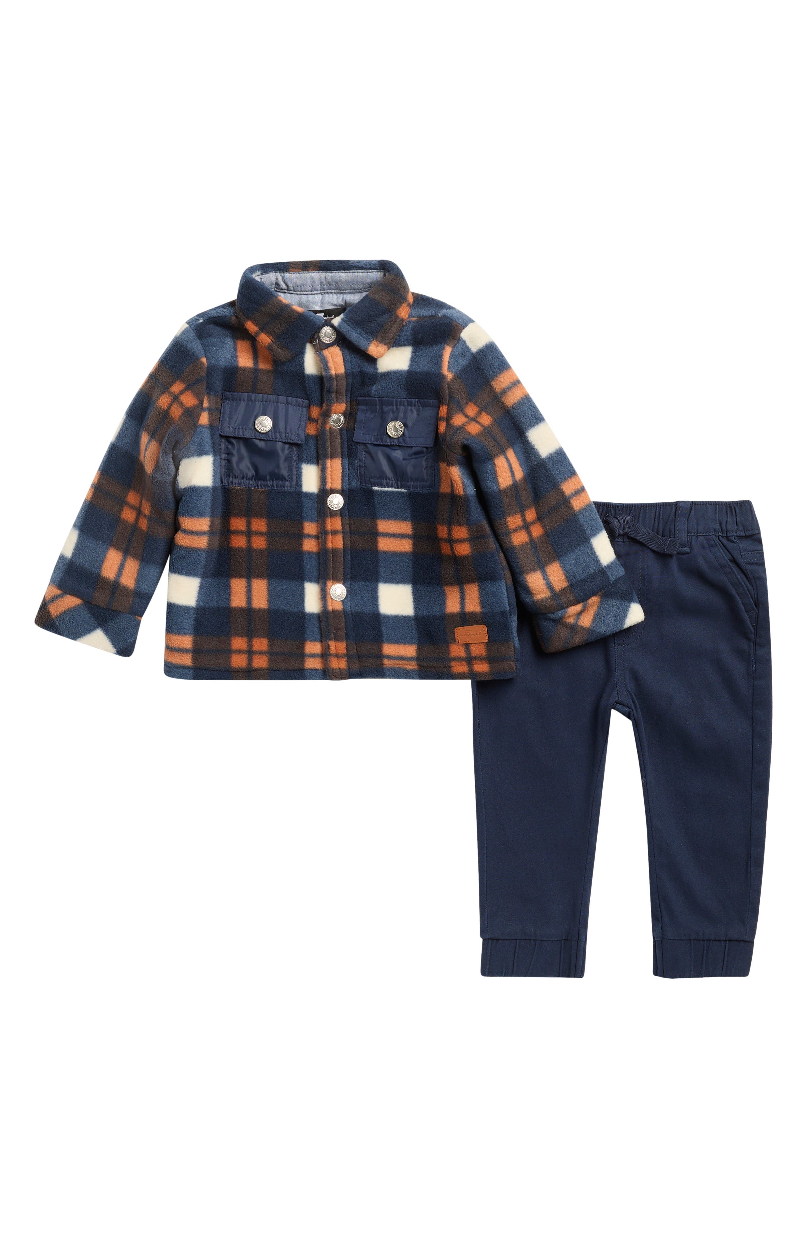 7 For All Mankind Plaid Faux Shearling Jacket & Joggers Set