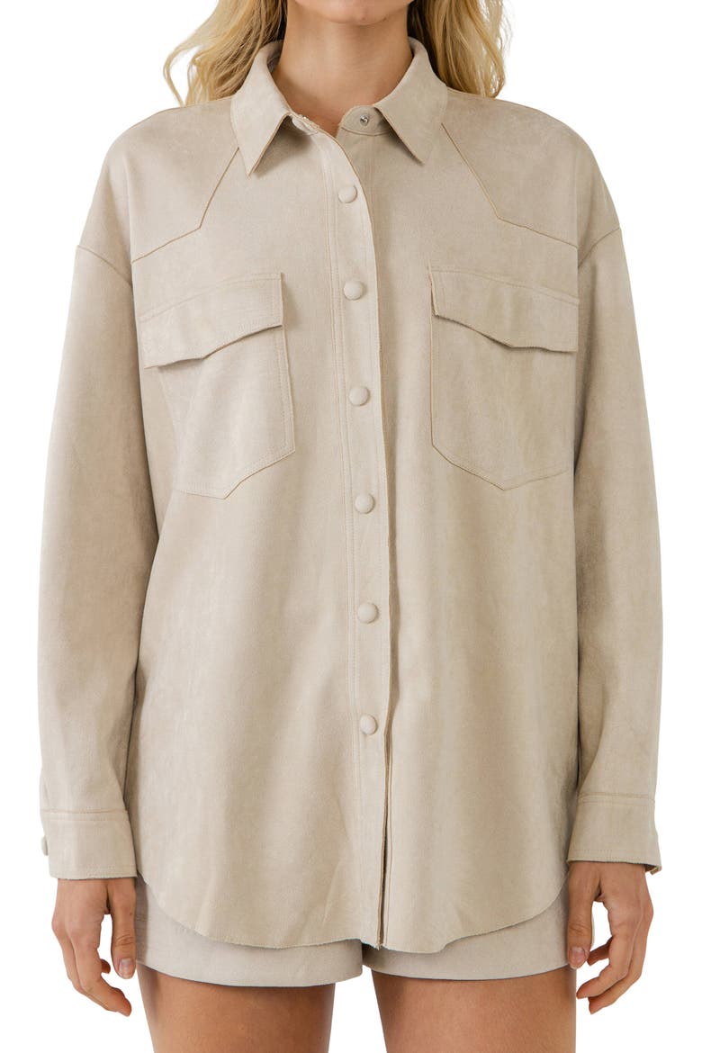 Free the Roses Faux Suede Shacket, Main, color, ECRU