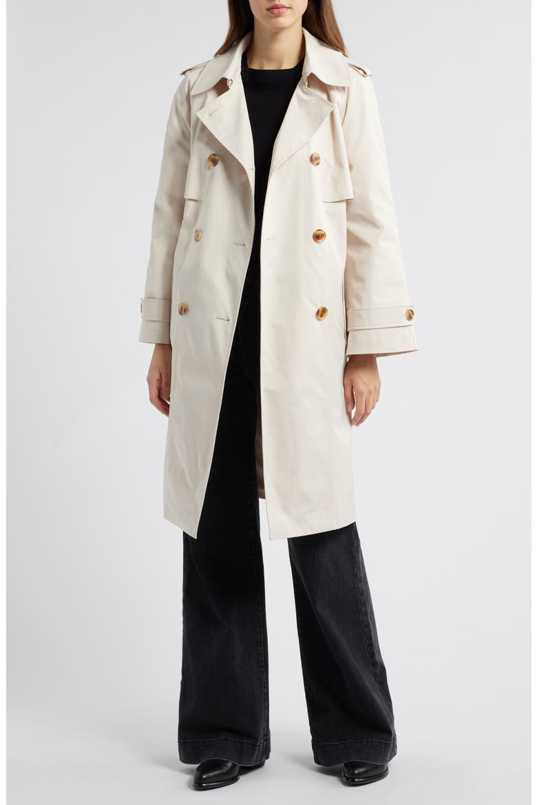Water Resistant Double Breasted Belted Trench Coat, Alternate, color, VANILLA