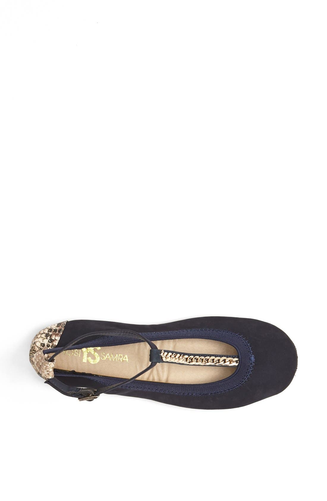 'Chain' T-Strap Foldable Flat, Alternate, color, MIDNIGHT/ GOLD SERPENT