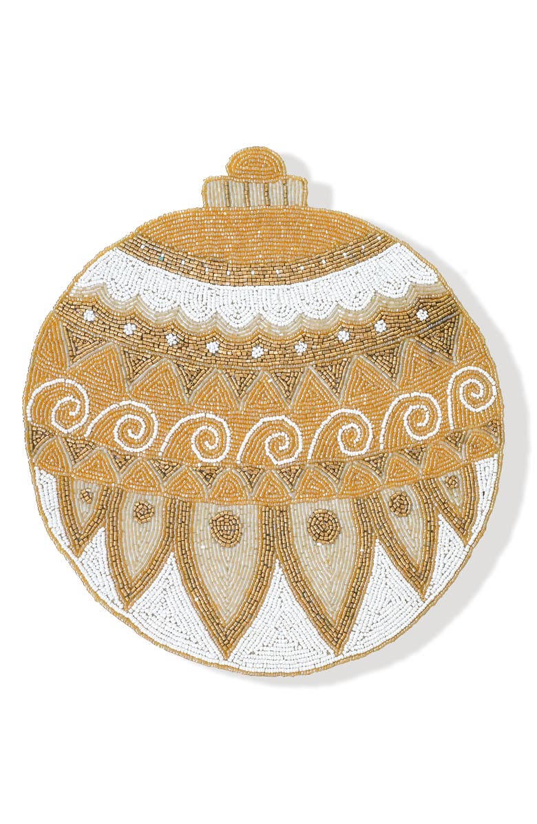 Tiramisu Golden Ornament Set of 3 Beaded Placemats, Main, color, Gold/ White