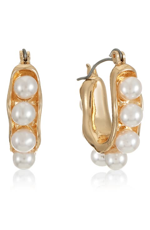 Baby Faux Pearl Hoop Earrings