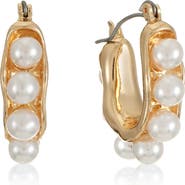 Ettika Baby Faux Pearl Hoop Earrings