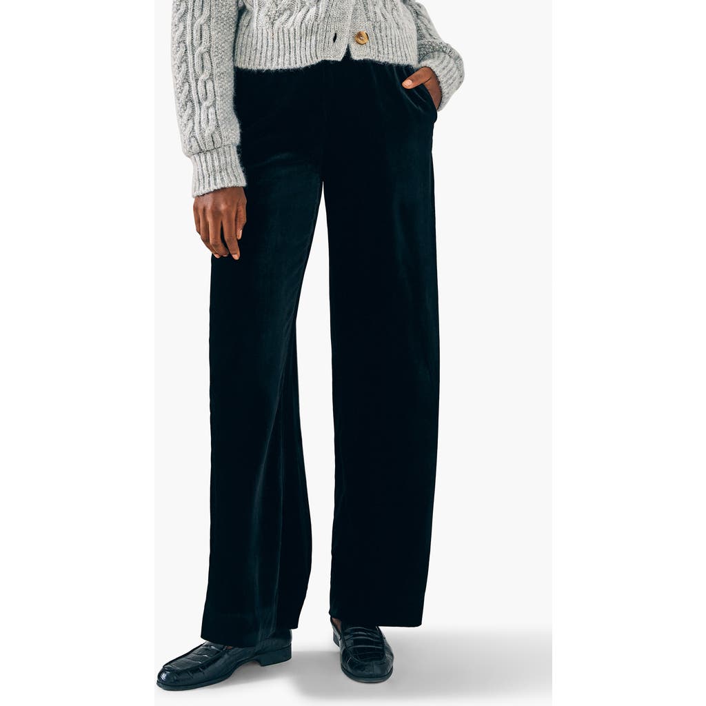 Faherty Genevieve Wide Leg Stretch Velvet Pants In Green