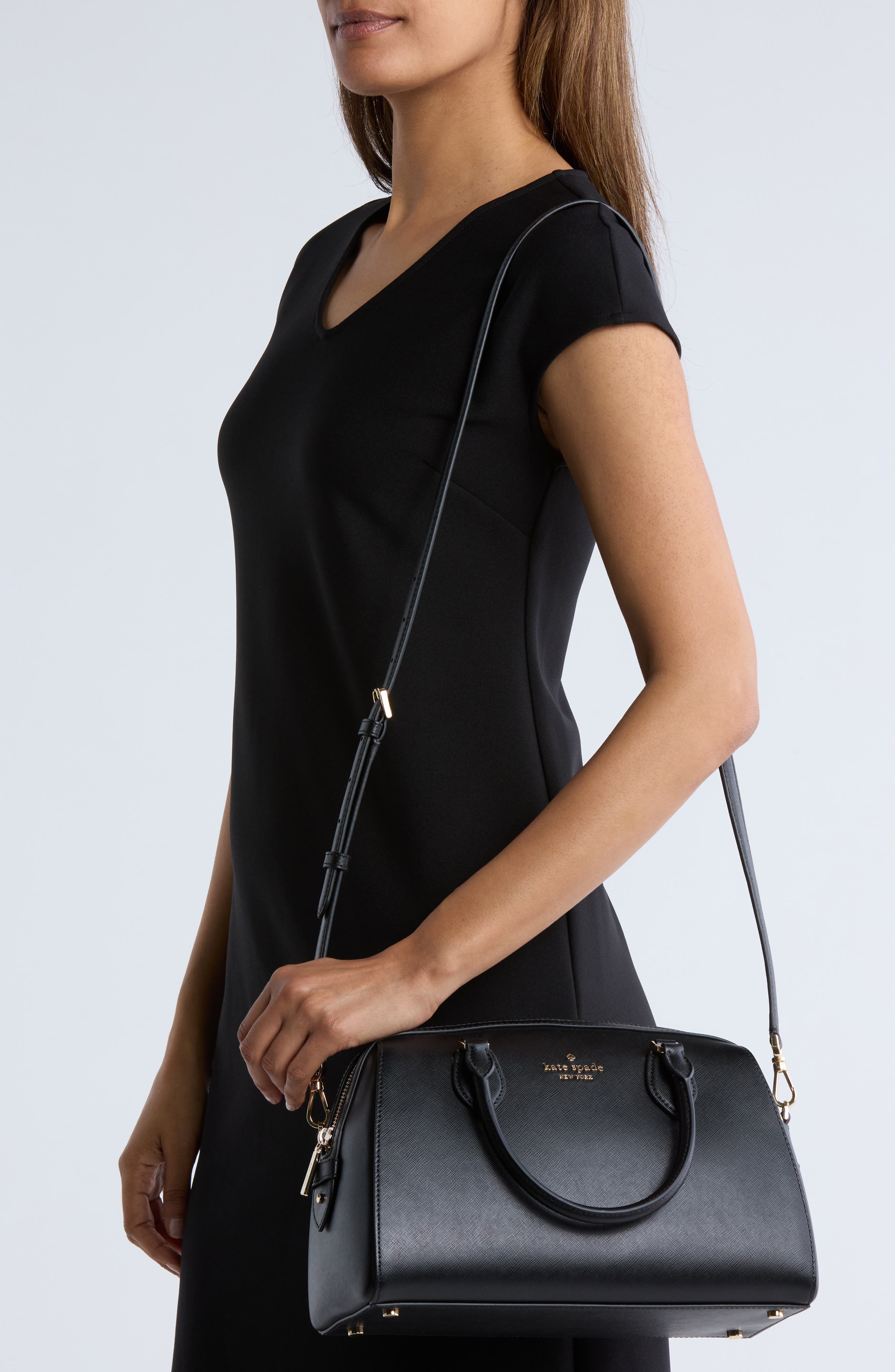 Kate Spade New York madison large dolly duffle crossbody bag, Alternate, color, Black