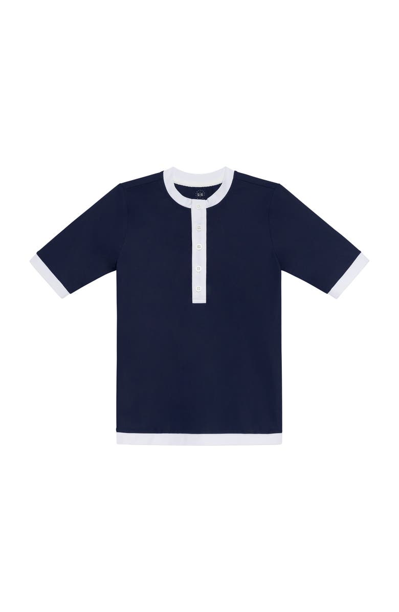 Courtside Kids Girls Henley Top, Main, color, Navy