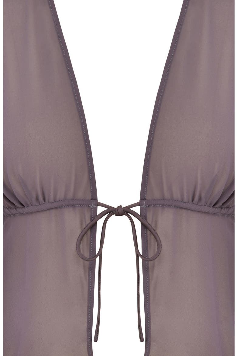 Maia Tie Front Sheer Georgette Crop Top, Alternate, color, DARK MAUVE