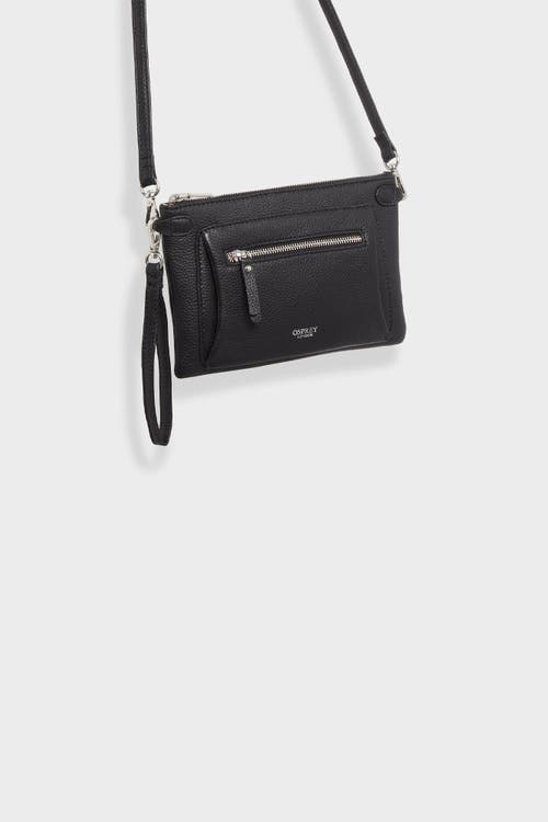 Osprey London The Ruby Leather Crossbody Bag In Black