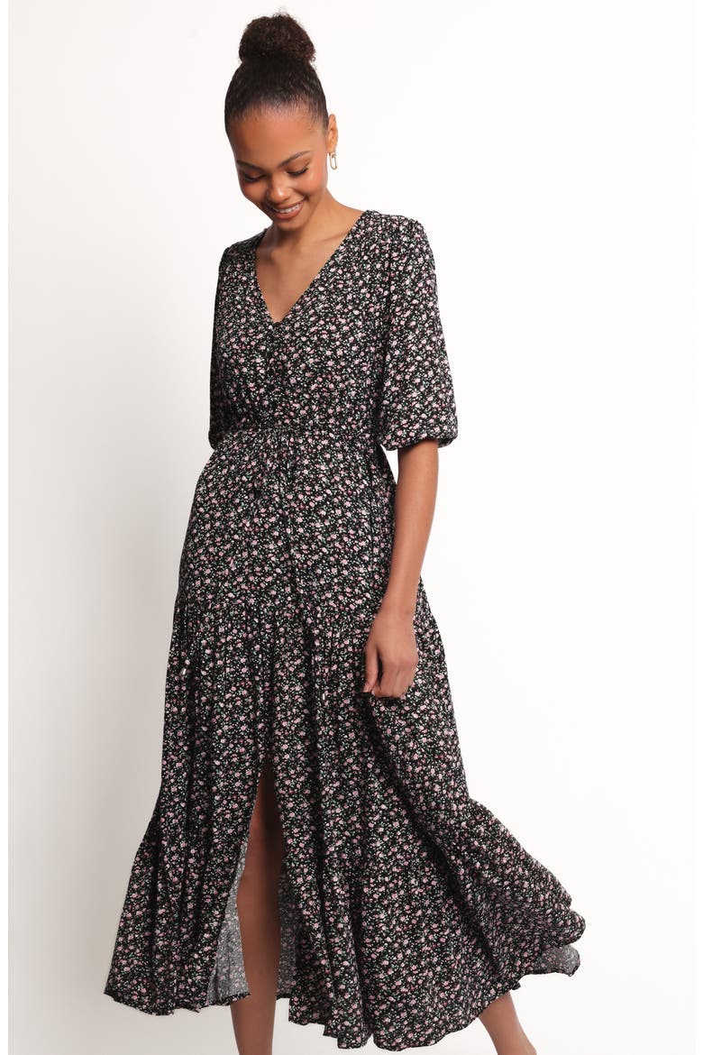 Kelda Floral Print Dress, Alternate, color, BLACK ROSEBUD FLORAL