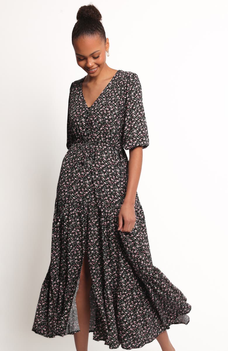 Petal & Pup Kelda Floral Print Dress, Alternate, color, Black Rosebud Floral