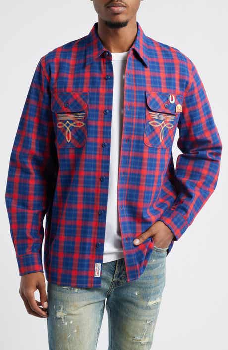 Billionaire Boys Club Dust Embroidered Plaid Flannel Button-Up Shirt