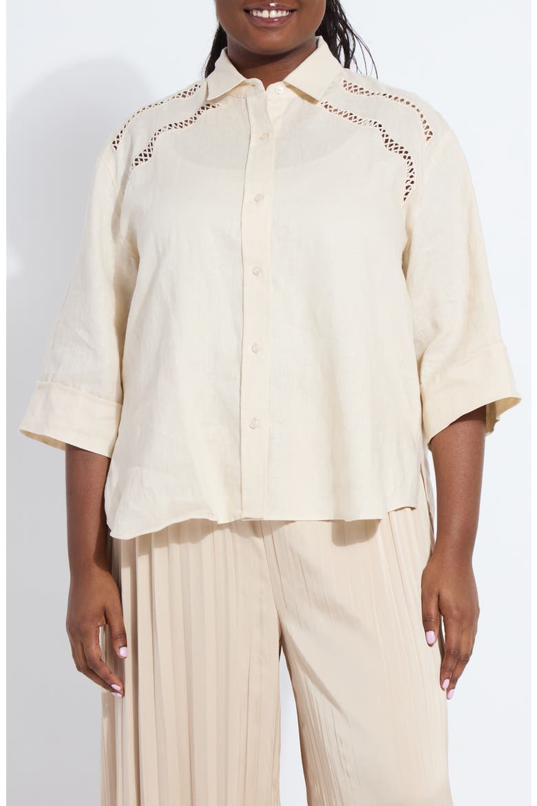 Roxanna Embroidered Linen Button-Up Shirt, Main, color, SAILCLOTH