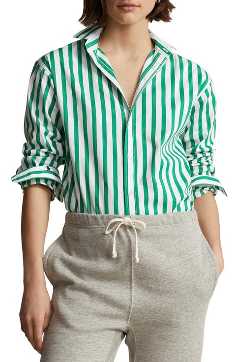 Stripe Cotton Button-Up Shirt
