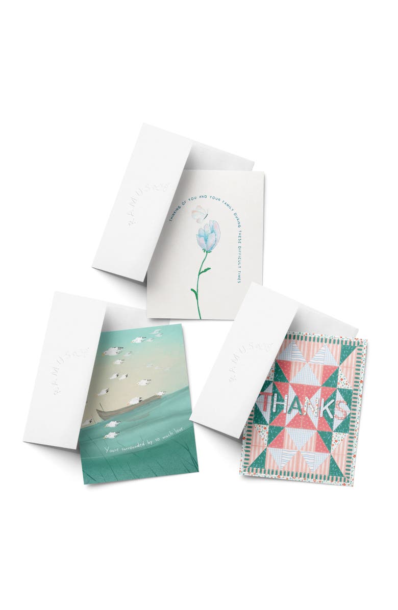 Ramus & Co Sympathy Greeting Card Pack Sets (3 ct, Assorted) Forever Remembered, You're Surrounded By So Much Love, Thanks Quilt, Main, color, Multi-Pack