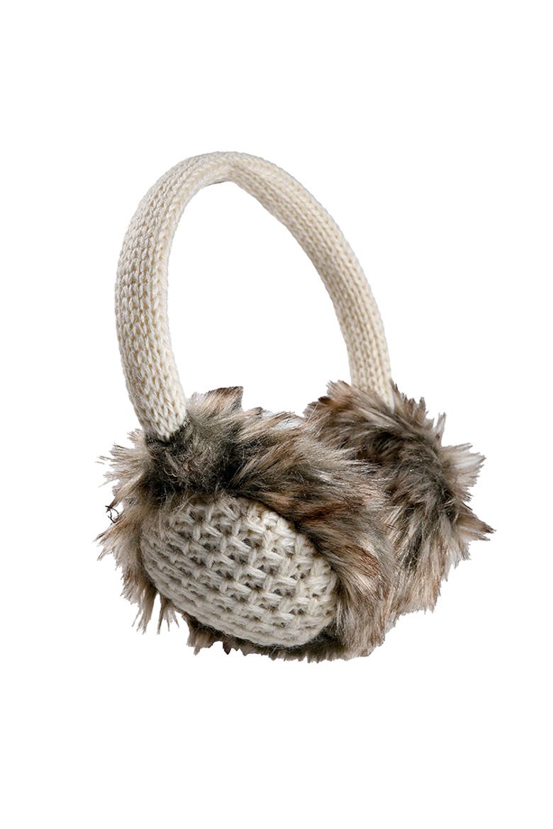 Hand Knit Linda Earmuffs, Main, color, White