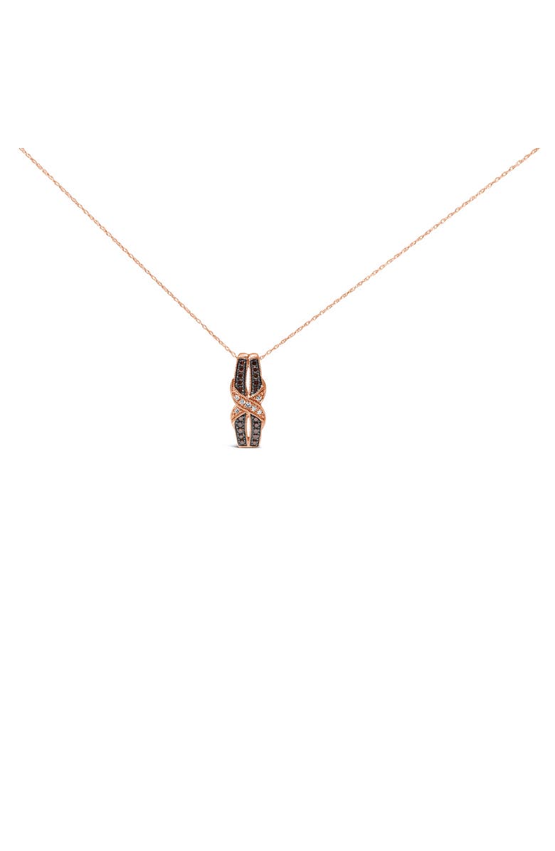 Haus of Brilliance 10K Rose Gold 1/4 Cttw White and Chocolate Brown Diamond Infinity Pendant Necklace, Alternate, color, Pink