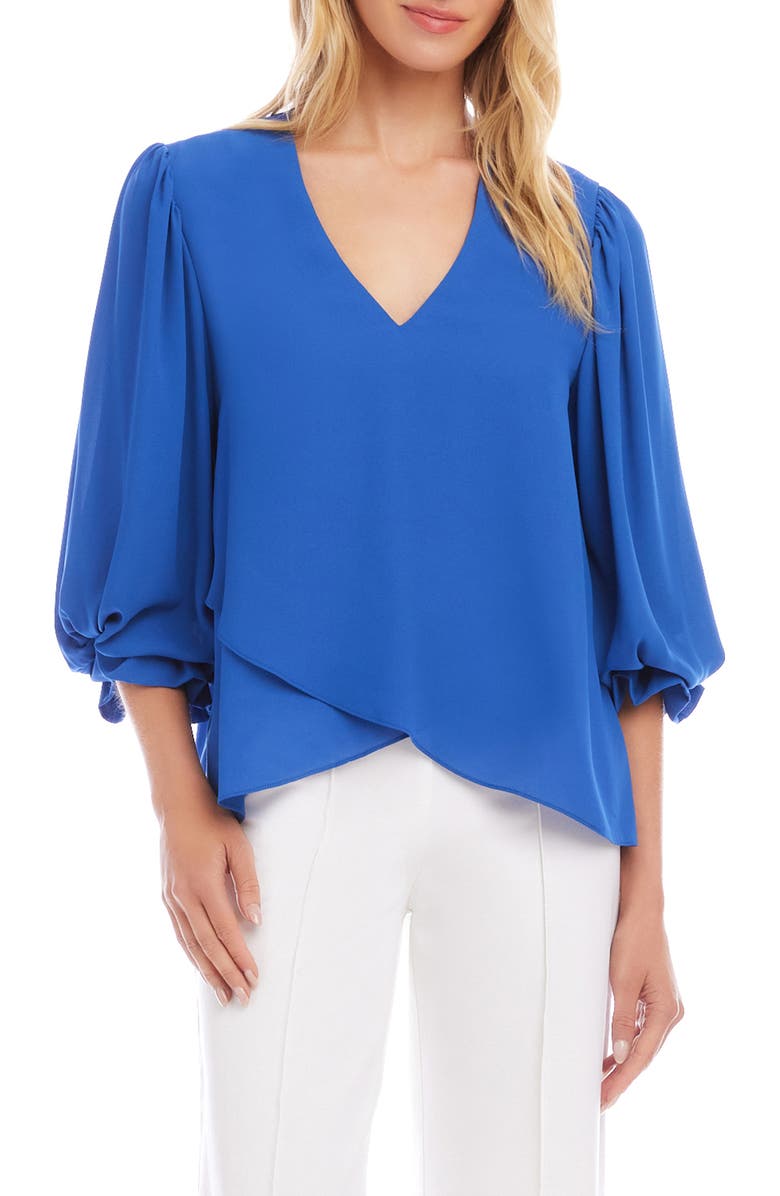 Karen Kane Crossover Hem Asymmetric Top, Main, color, Blue